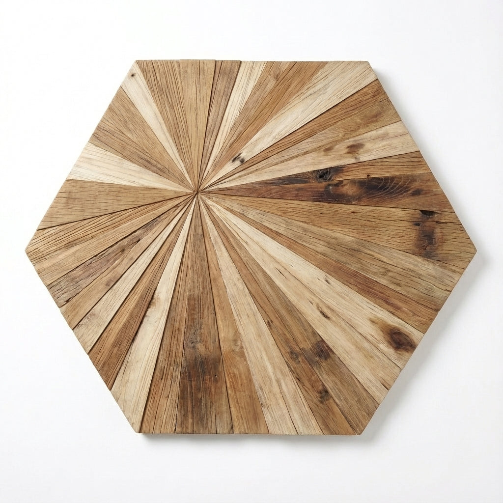 Sunburst Carved Wood Wall Art Panel