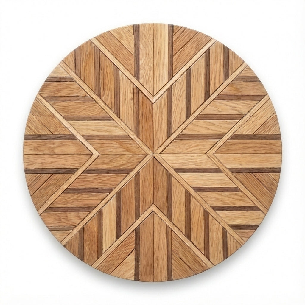 Geometric Starburst Carved Wood Wall Art