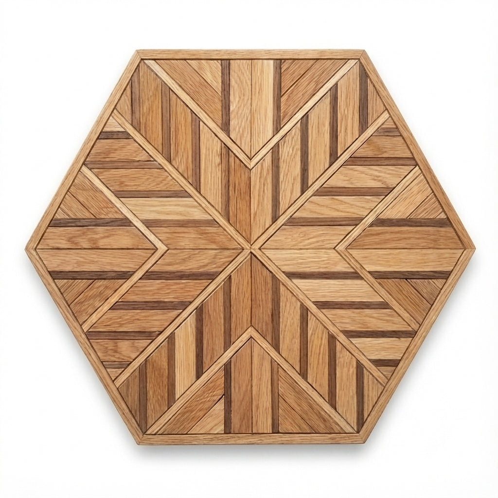 Artisan Hexagon Starburst Carved Wood Wall Panel