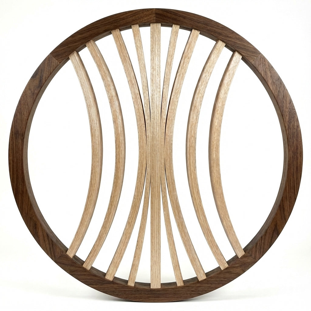 Hourglass Harmony: Carved Wood Wall Art