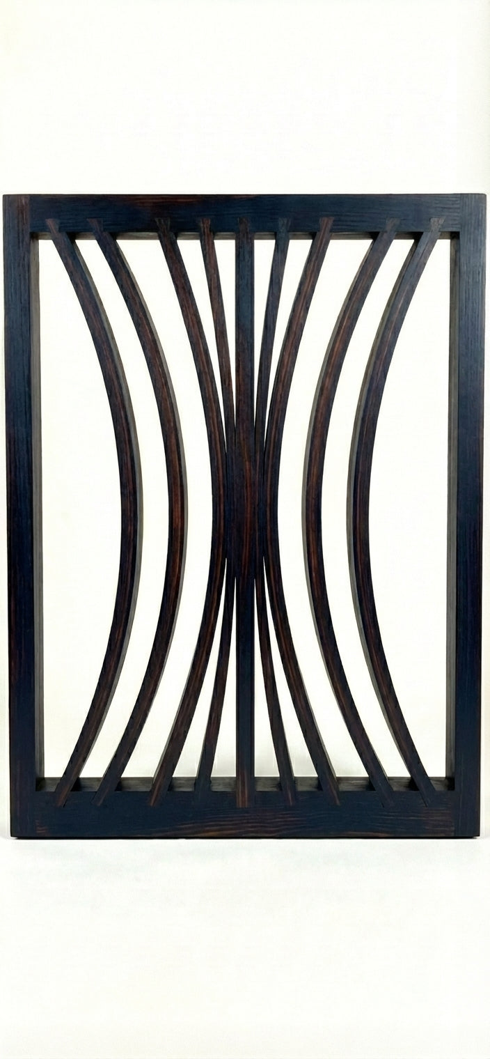 Arched Symmetry Wood Carving Wall Art Panel - Midnight Sky