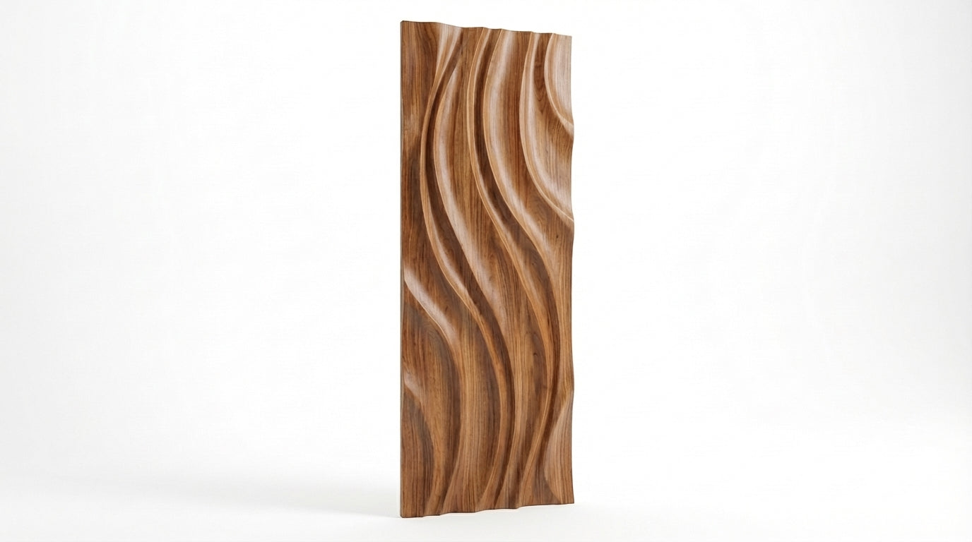 Ethereal Waves Carved Wood Wall Art Panel