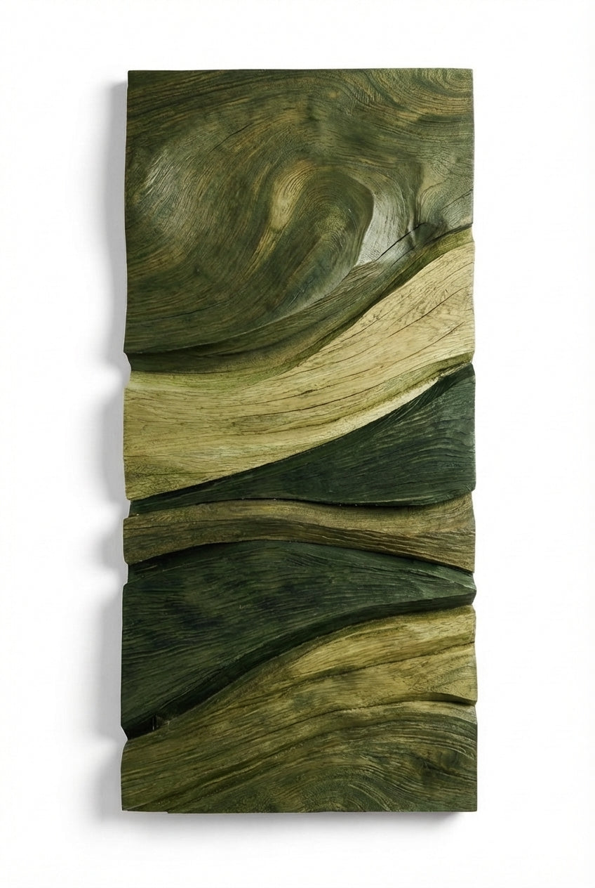 Erosion Waves Carved Wood Wall Art Panel - Freeform (Fern)