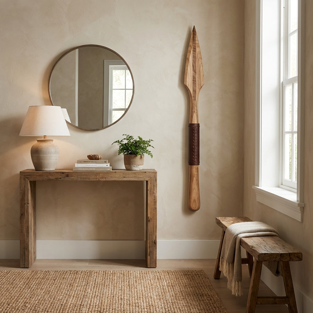 Ashwood Arrow Carved Wood Wall Art - Freeform in Entryway (Natural)