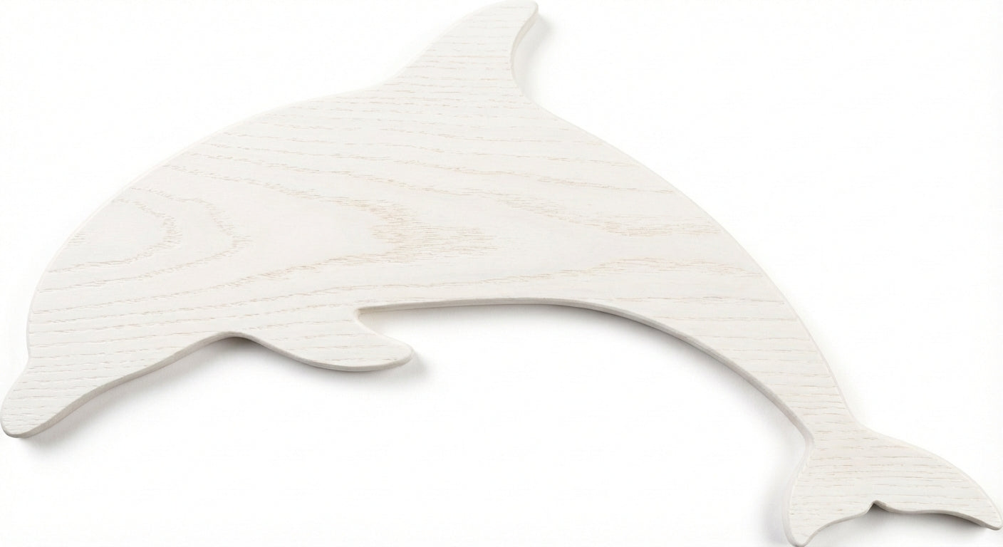 Ocean's Embrace: Carved Dolphin Wood Wall Art - Freeform (Cotton White)