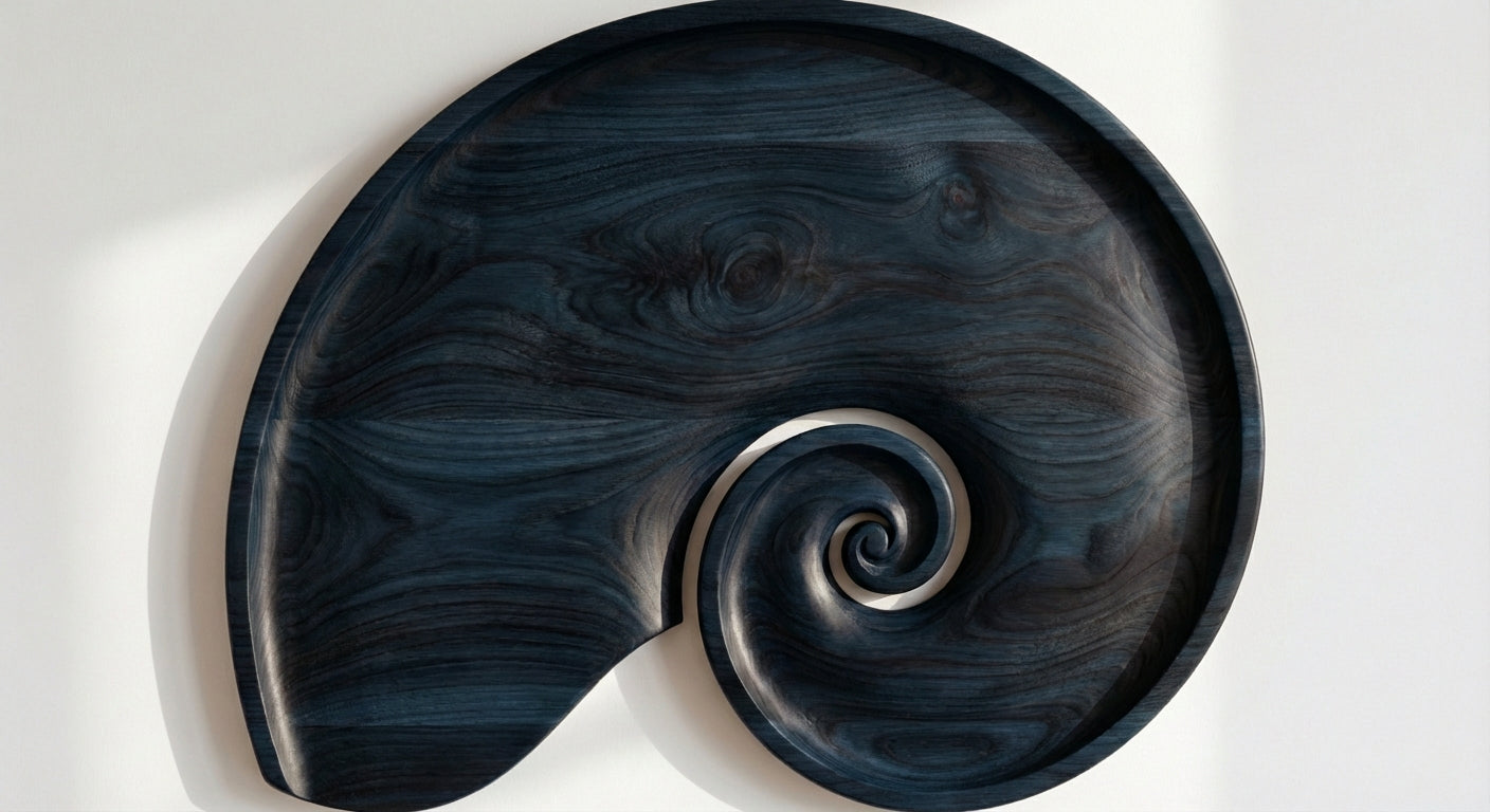Nautilus Carved Wood Wall Art Panel - Freeform (Midnight Sky)