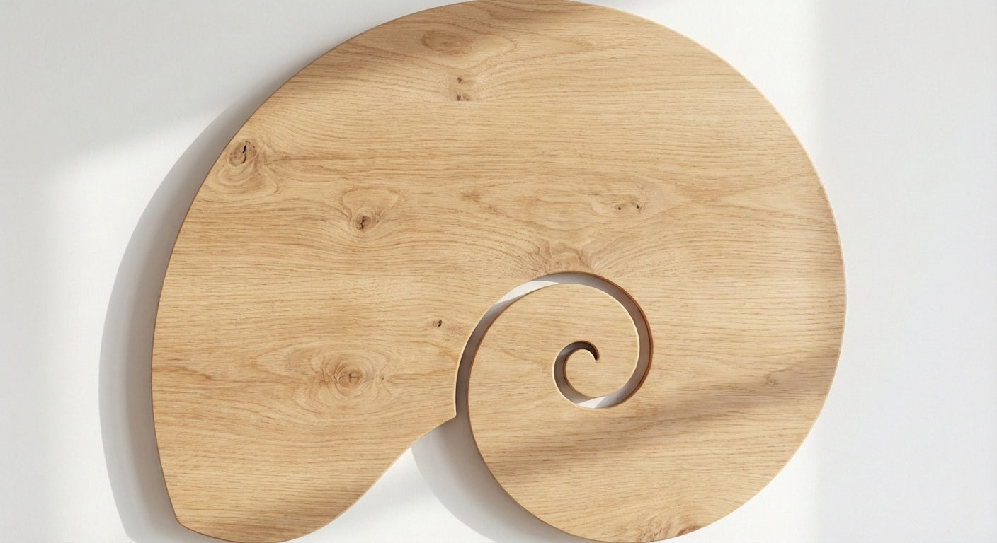 Nautilus Carved Wood Wall Art Panel - Freeform (Natural)