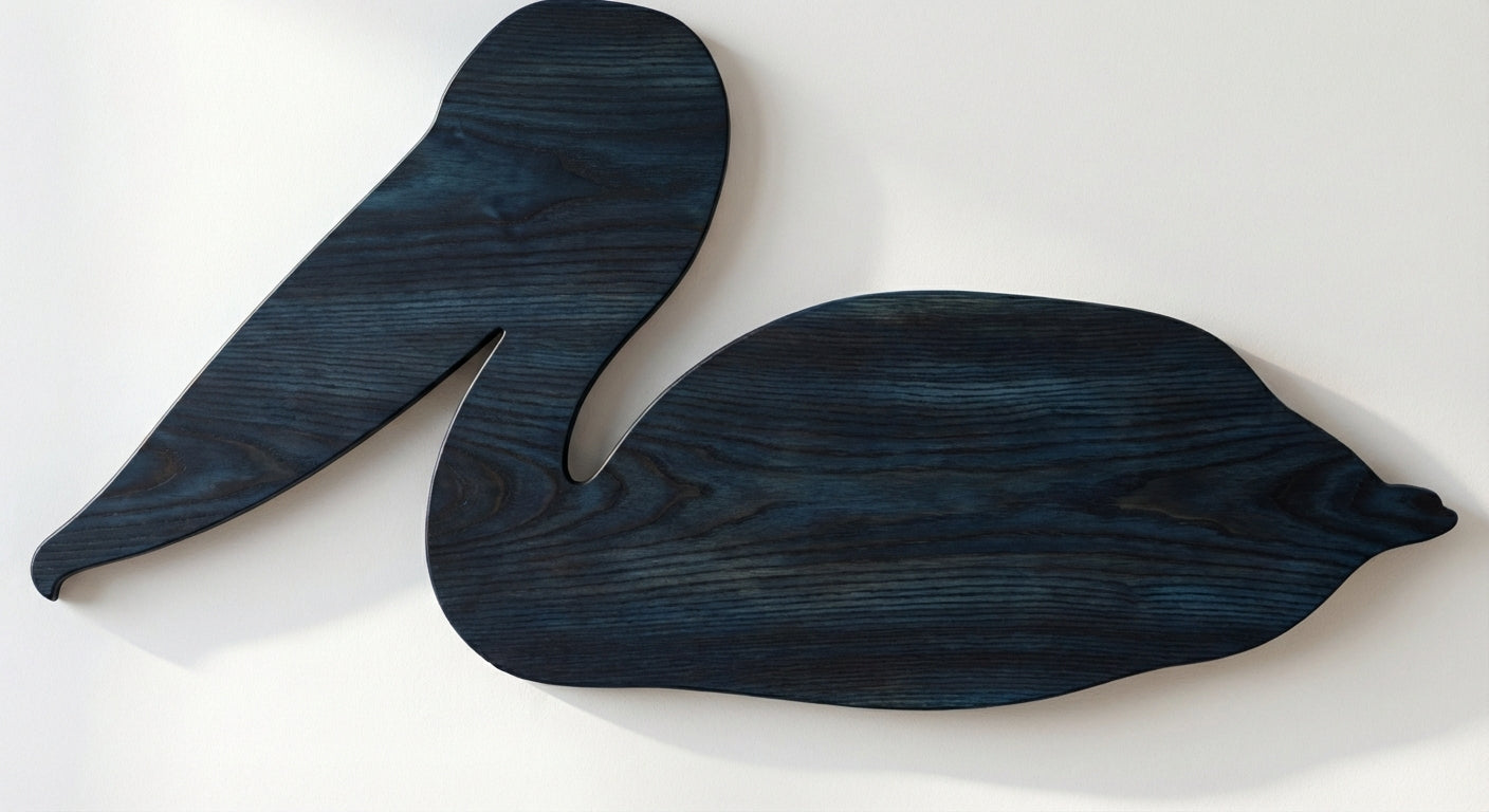 Pelican Flight Carved Wood Wall Art Panel - Freeform (Midnight Sky)