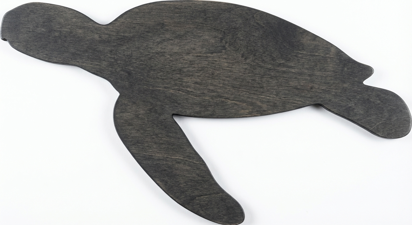 Coastal Turtle Carved Wood Wall Art - Freeform (Charcoal)