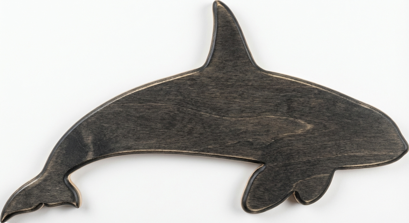 Orca Carved Wood Wall Art - Freeform (Charcoal)