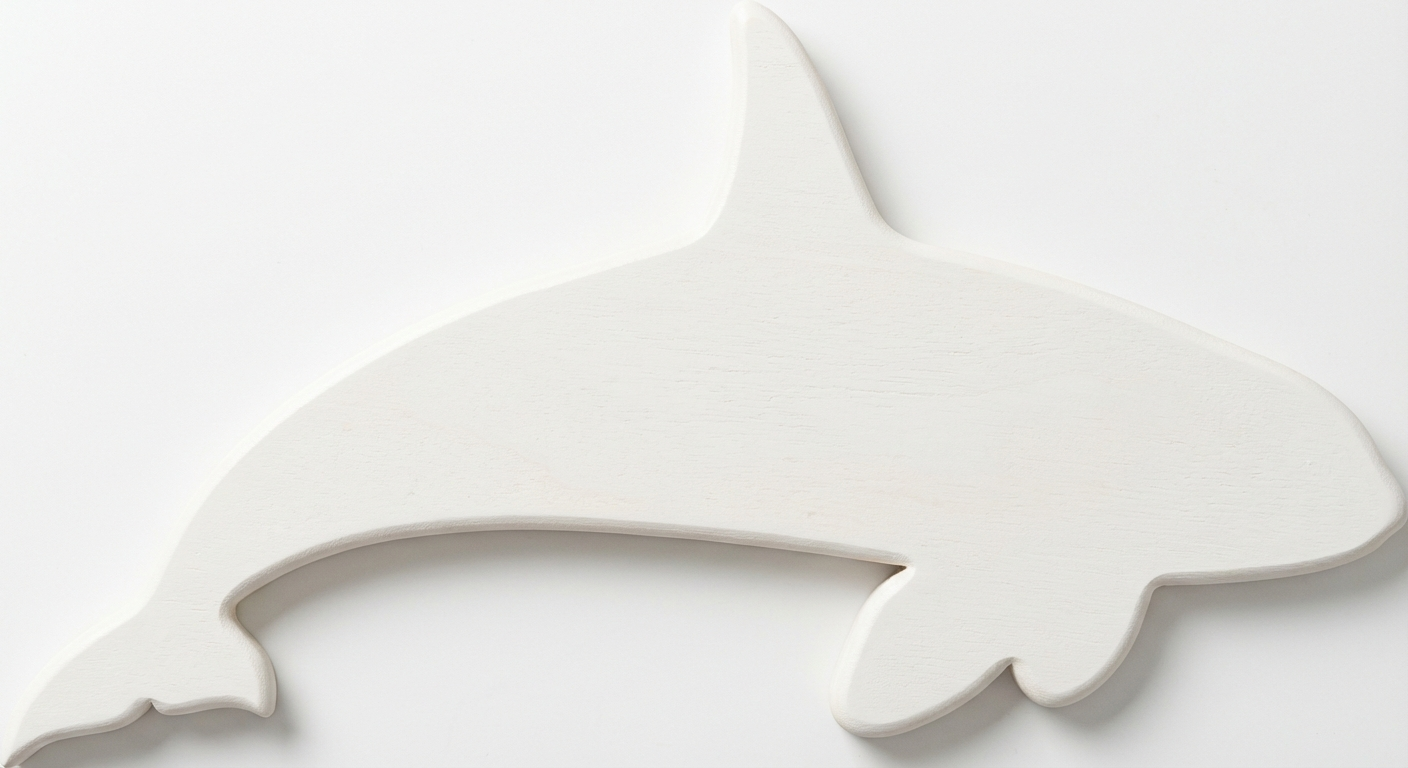 Orca Carved Wood Wall Art - Freeform (Cotton White)