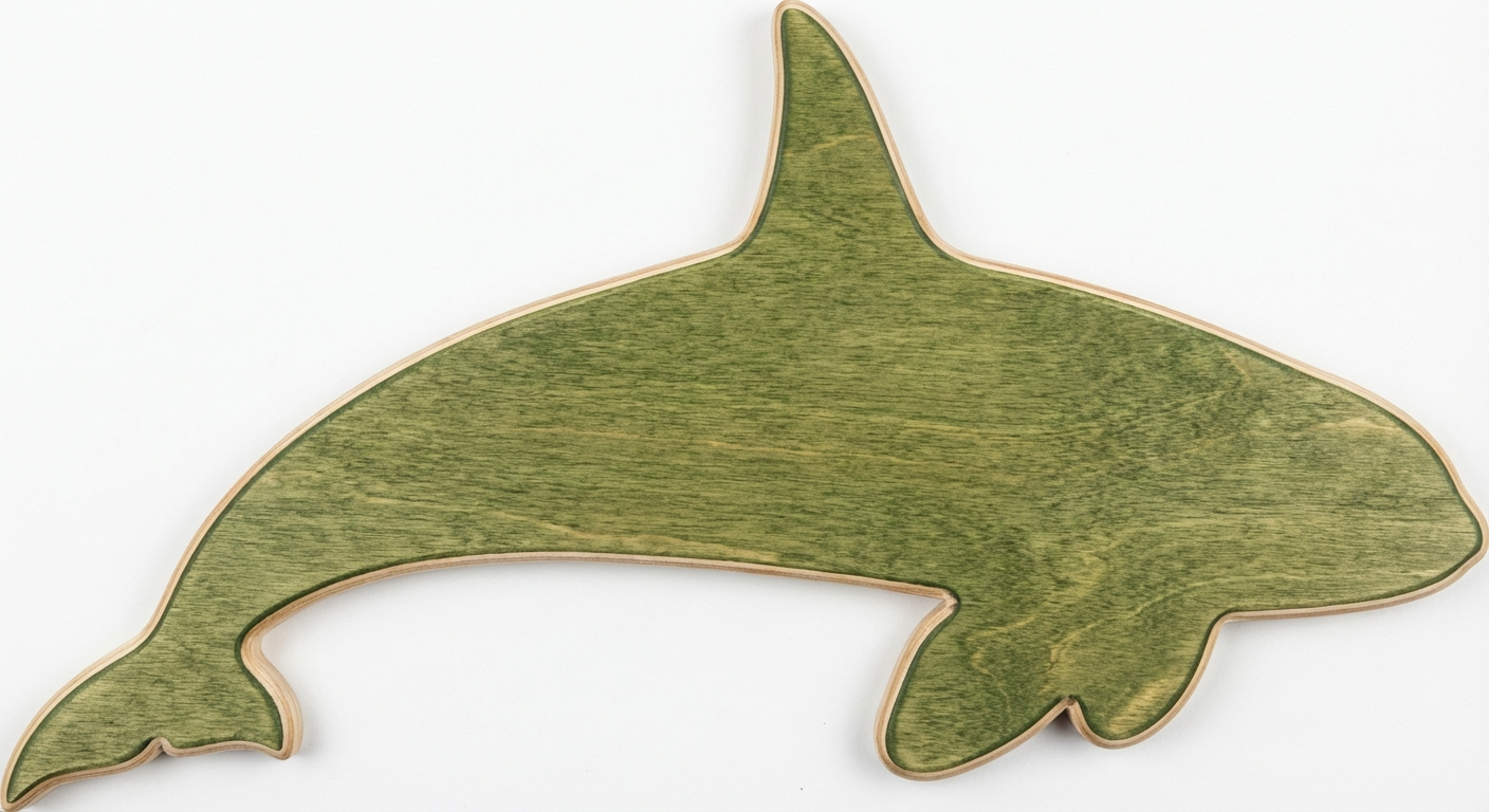 Orca Carved Wood Wall Art - Freeform (Fern)
