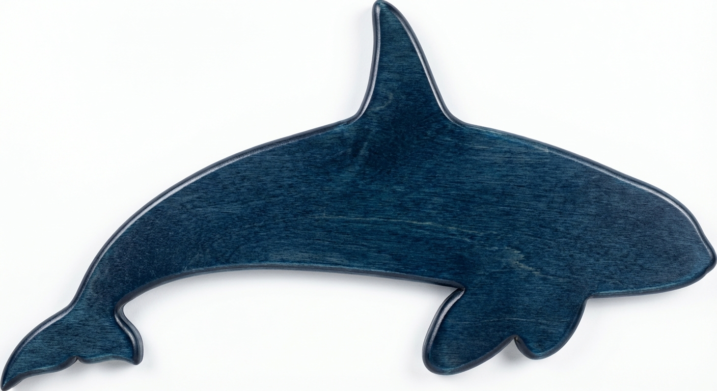 Orca Carved Wood Wall Art - Freeform (Midnight Sky)