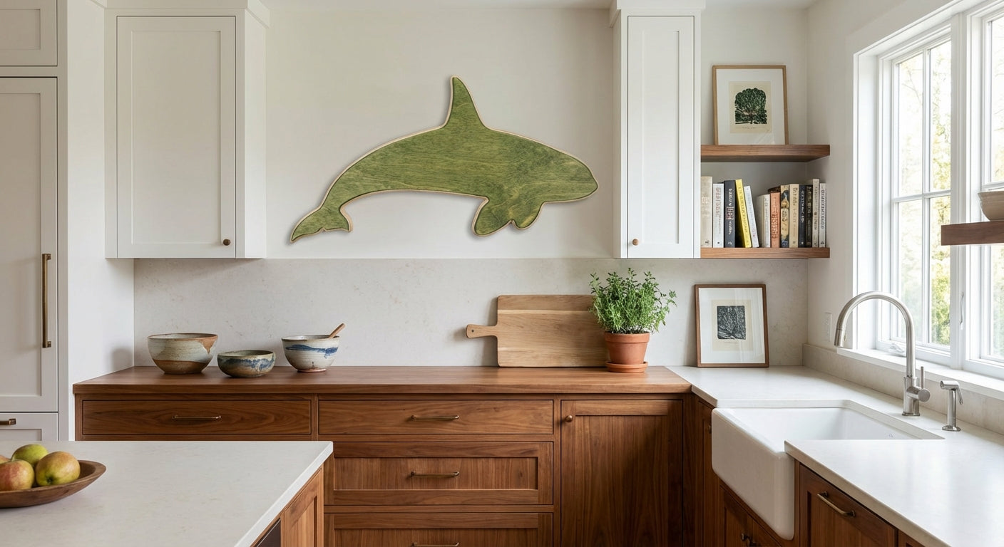 Orca Carved Wood Wall Art