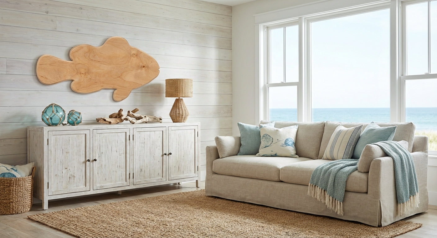 Oceanic Carved Wood Wall Art Panel