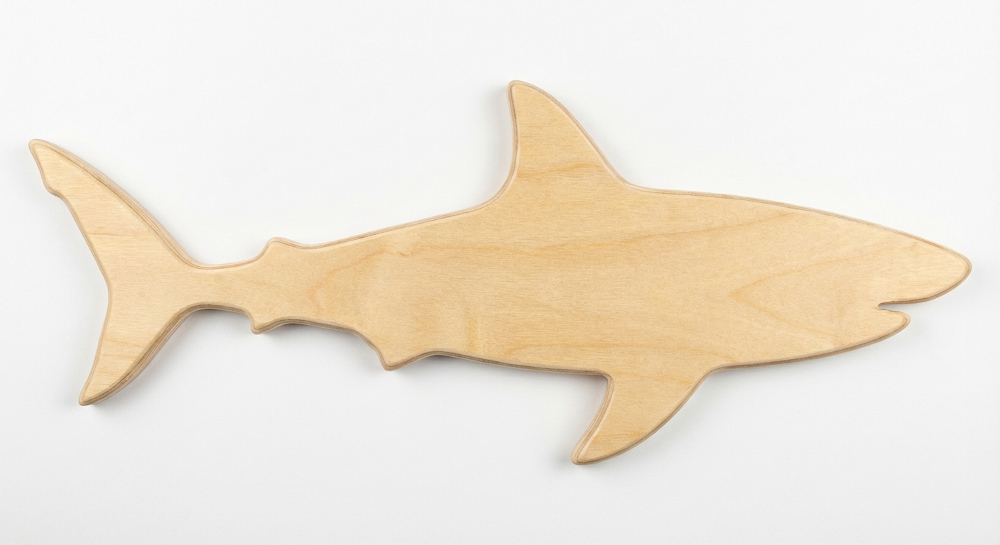 Ocean Predator Wood Wall Art - Freeform (Natural)