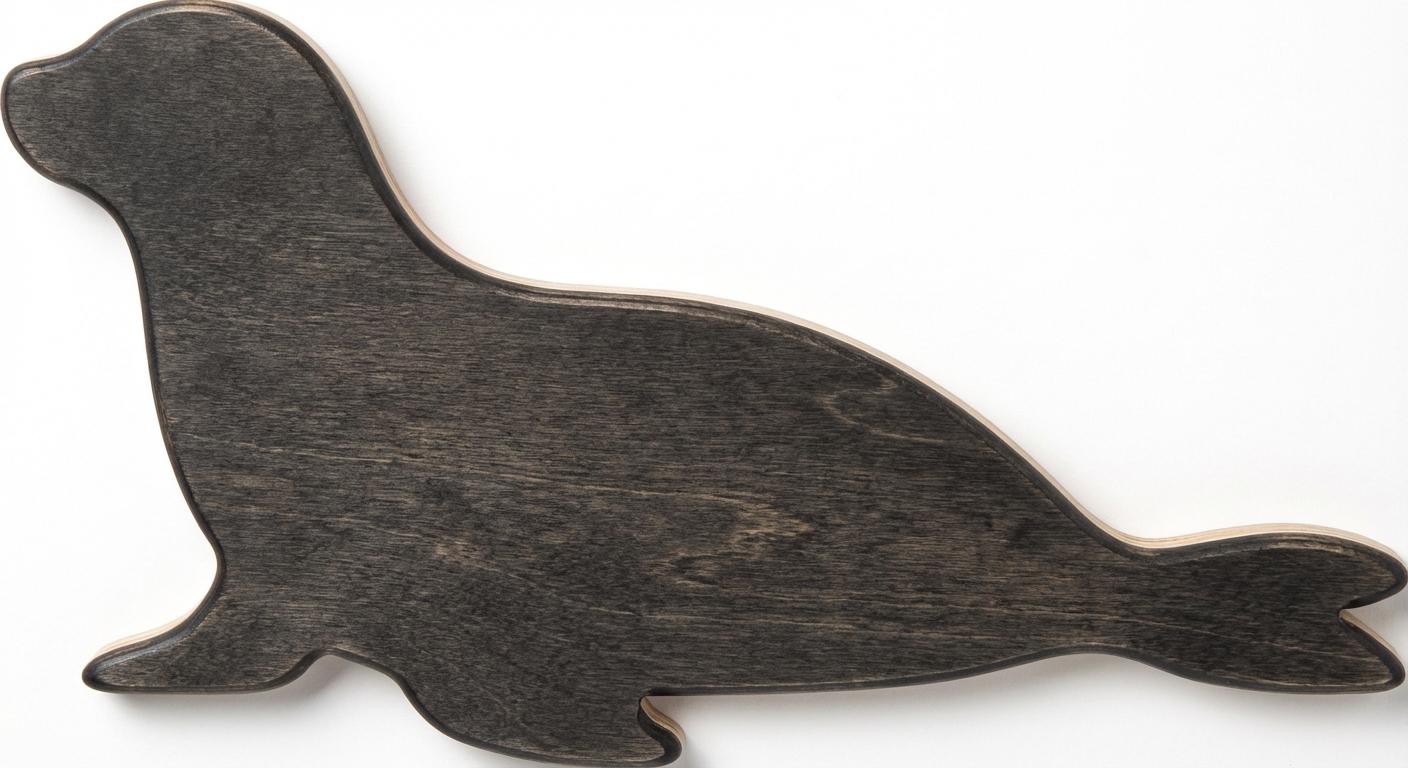 Coastal Seal Wood Wall Art Panel - Freeform (Charcoal)