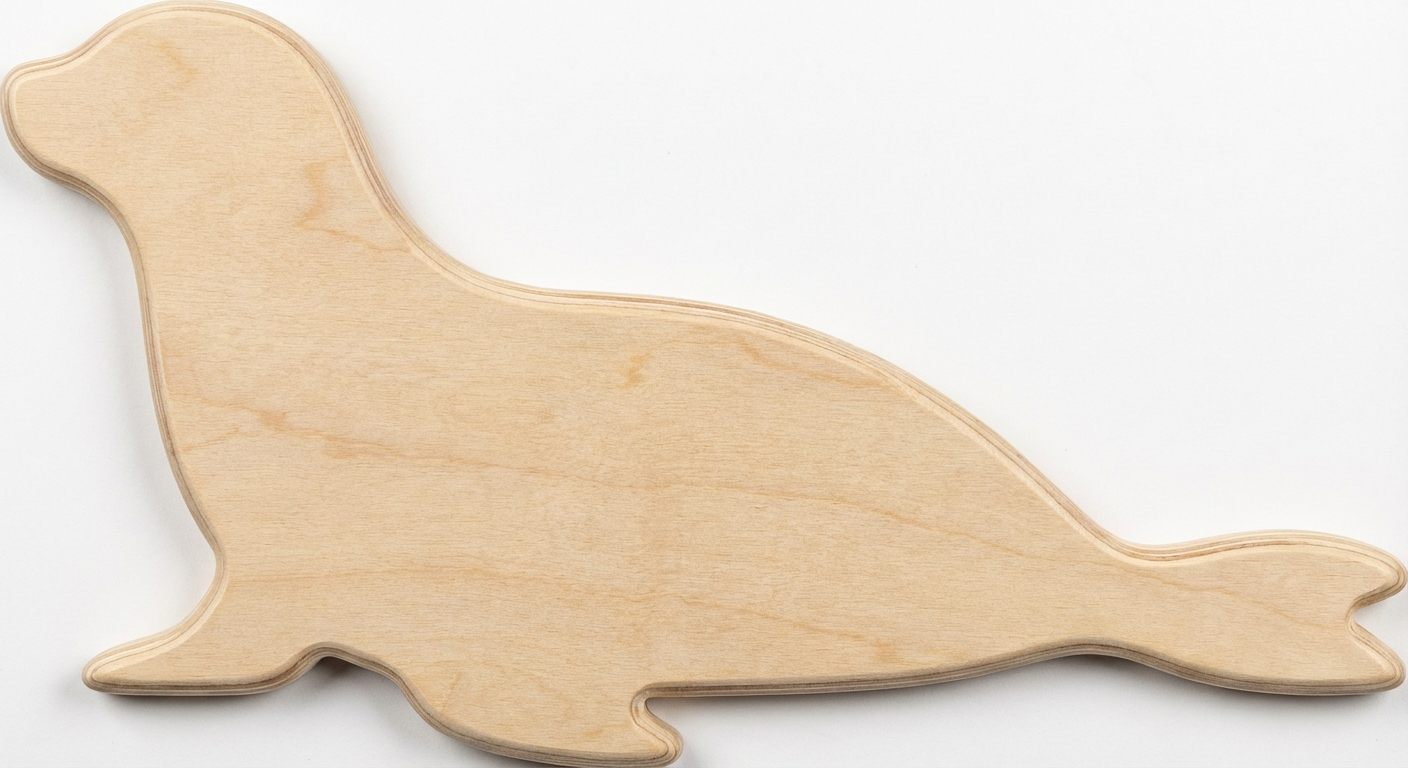 Coastal Seal Wood Wall Art Panel - Freeform (Natural)