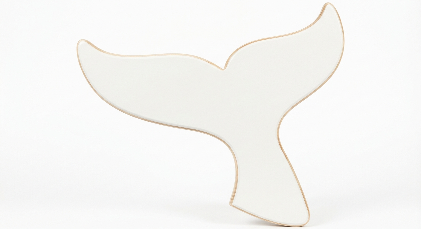 Whale Tail Carved Wood Wall Art - Freeform (Cotton White)