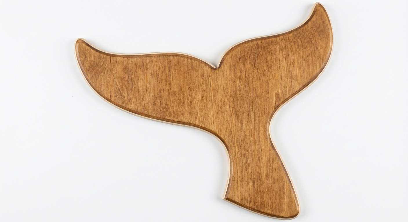 Whale Tail Carved Wood Wall Art - Freeform (Fern)