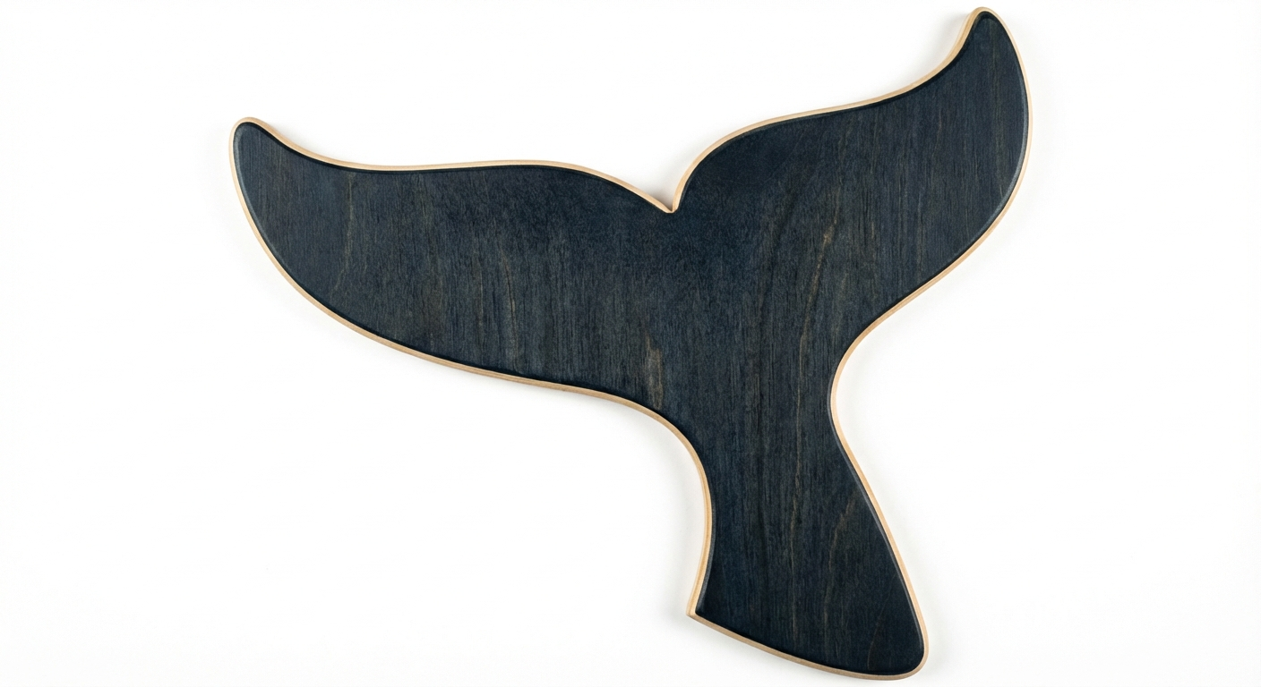 Whale Tail Carved Wood Wall Art - Freeform (Midnight Sky)