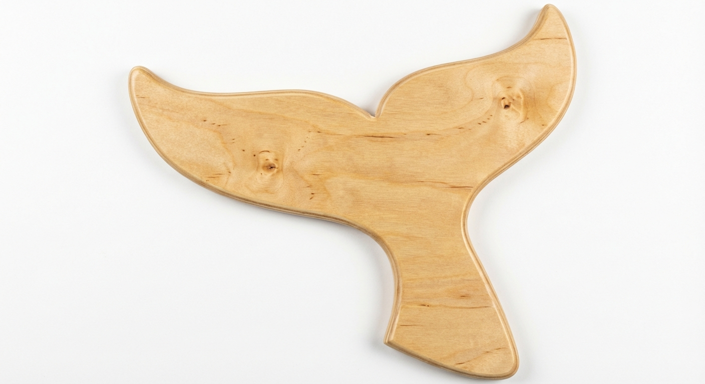 Whale Tail Carved Wood Wall Art - Freeform (Natural)