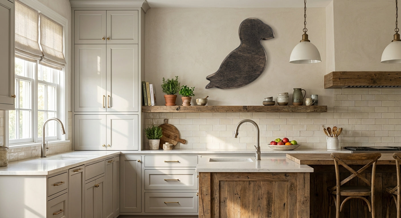 Abstract Avian Carved Wood Wall Art Panel - Freeform in Kitchen (Charcoal)