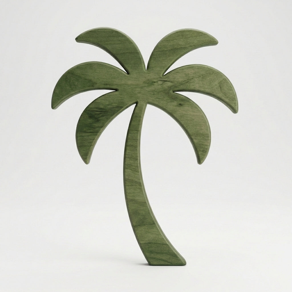 Palm Tree Carved Wood Wall Art Panel - Freeform (Fern)