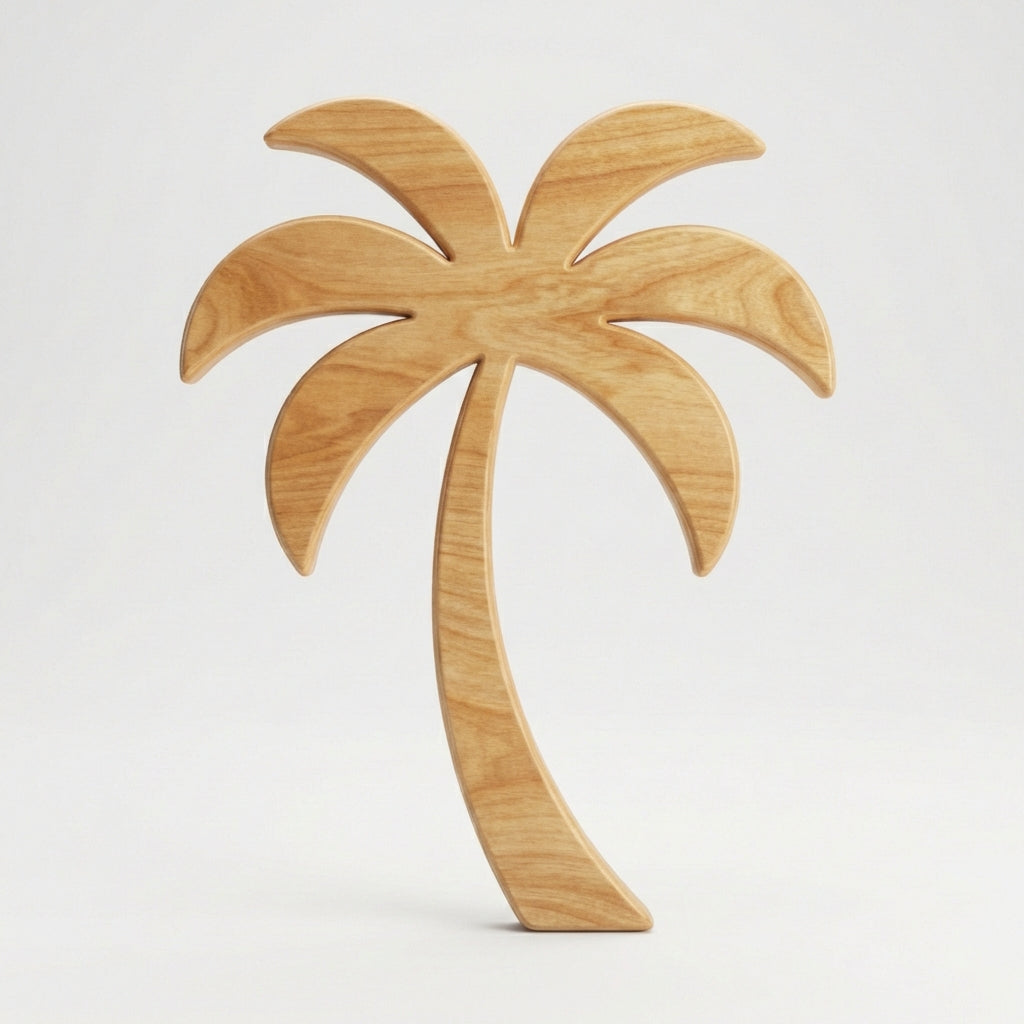 Palm Tree Carved Wood Wall Art Panel - Freeform (Natural)