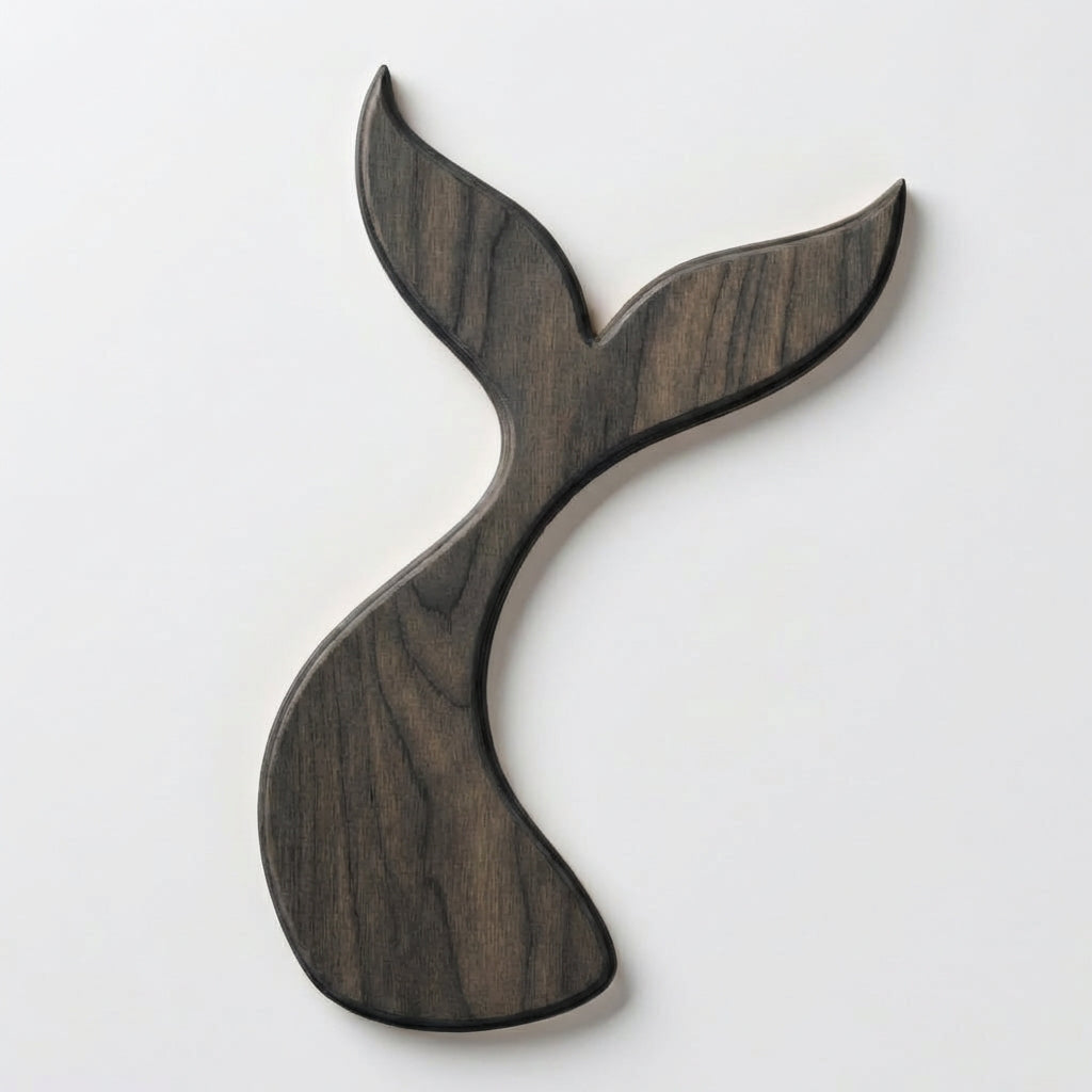 Mermaid Tail Carved Wood Wall Art Panel - Freeform (Charcoal)