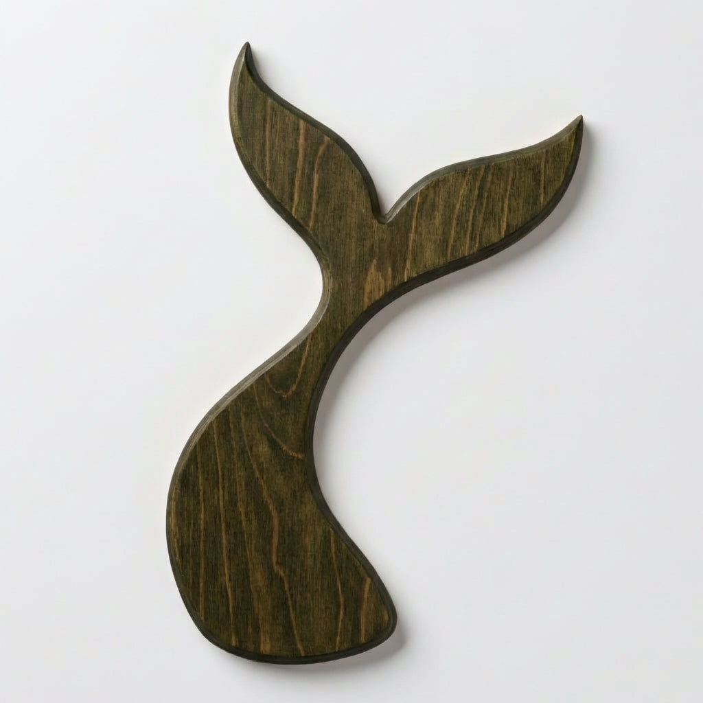 Mermaid Tail Carved Wood Wall Art Panel - Freeform (Fern)