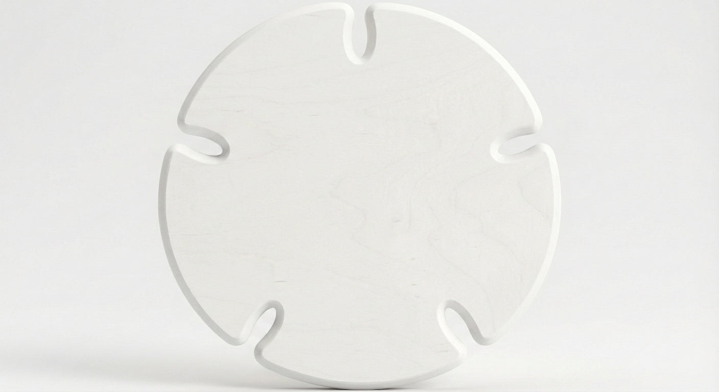 Sand Dollar Carved Wood Wall Art Panel - Freeform (Cotton White)