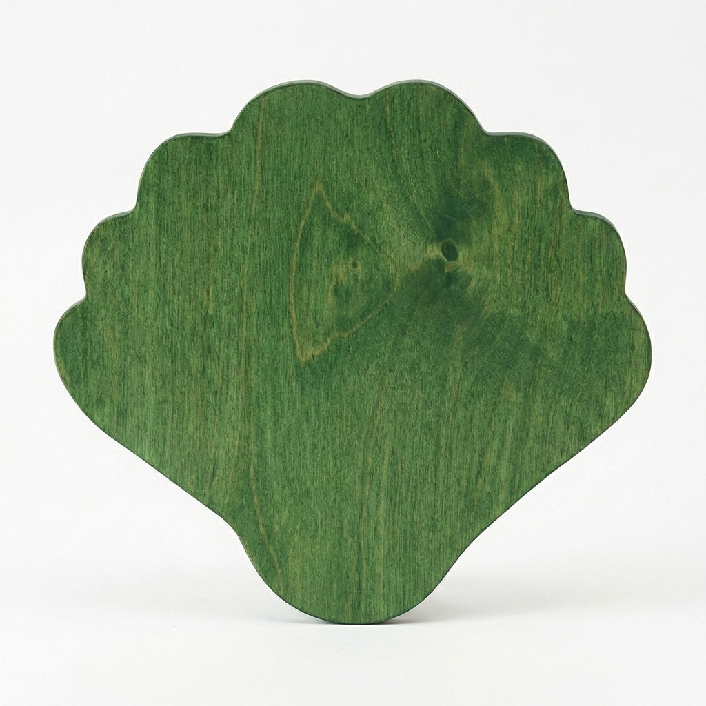 Scallop Shell Wood Wall Art Carved Wood Wall Art Panel - Freeform (Fern)