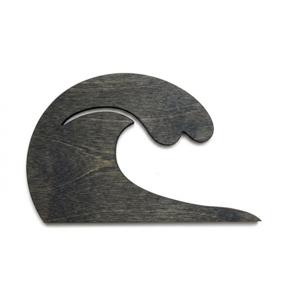 Ocean Wave Wood Wall Art Carved Wood Wall Art Panel - Freeform (Charcoal)