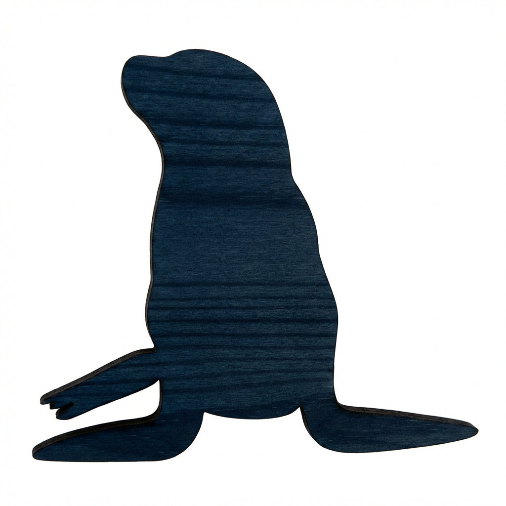 Sea Lion Wood Wall Art Carved Wood Wall Art Panel - Freeform (Midnight Sky)