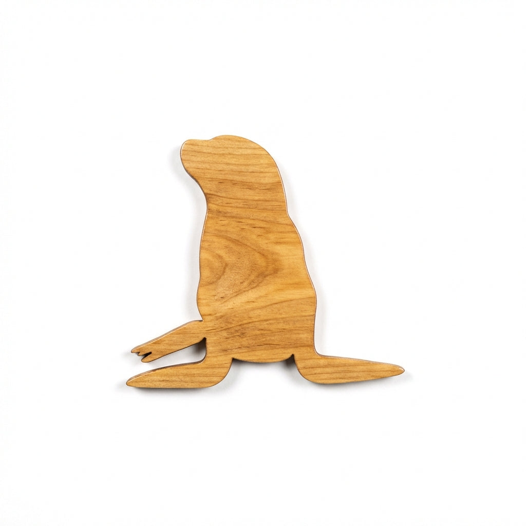 Sea Lion Wood Wall Art Carved Wood Wall Art Panel - Freeform (Natural)