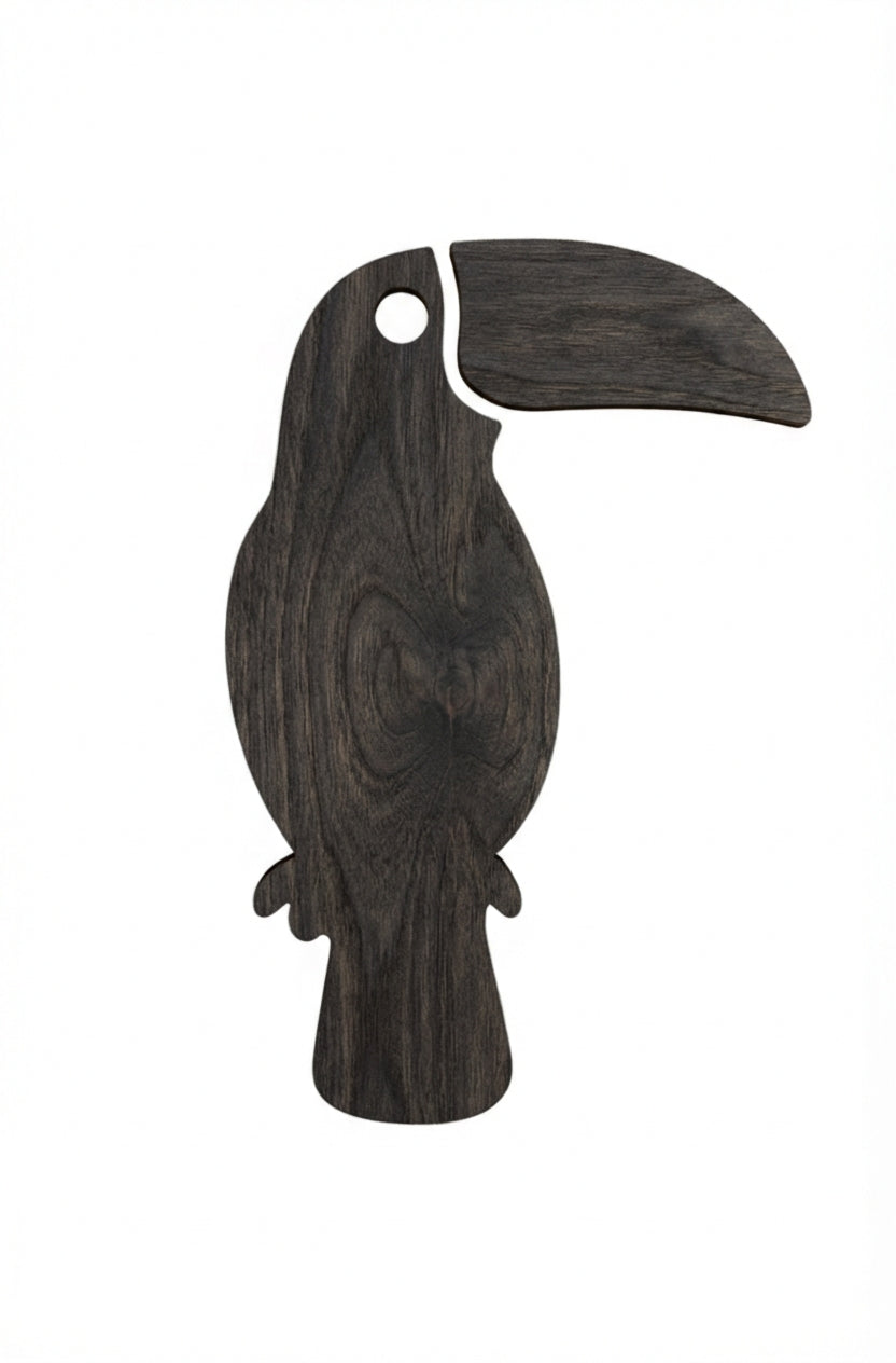 Toucan Wood Wall Art Carved Wood Wall Art Panel - Freeform (Charcoal)