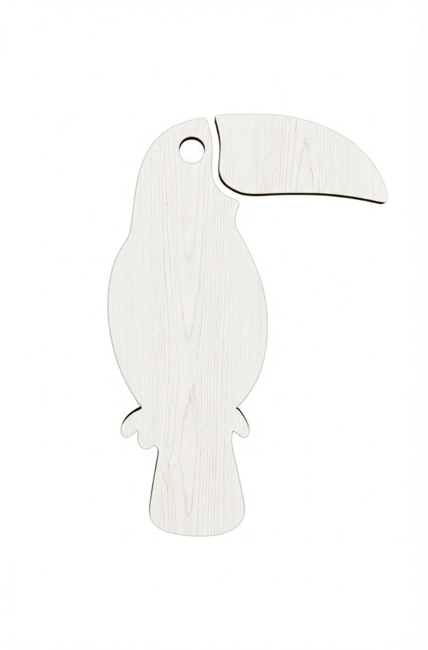 Toucan Wood Wall Art Carved Wood Wall Art Panel - Freeform (Cotton White)