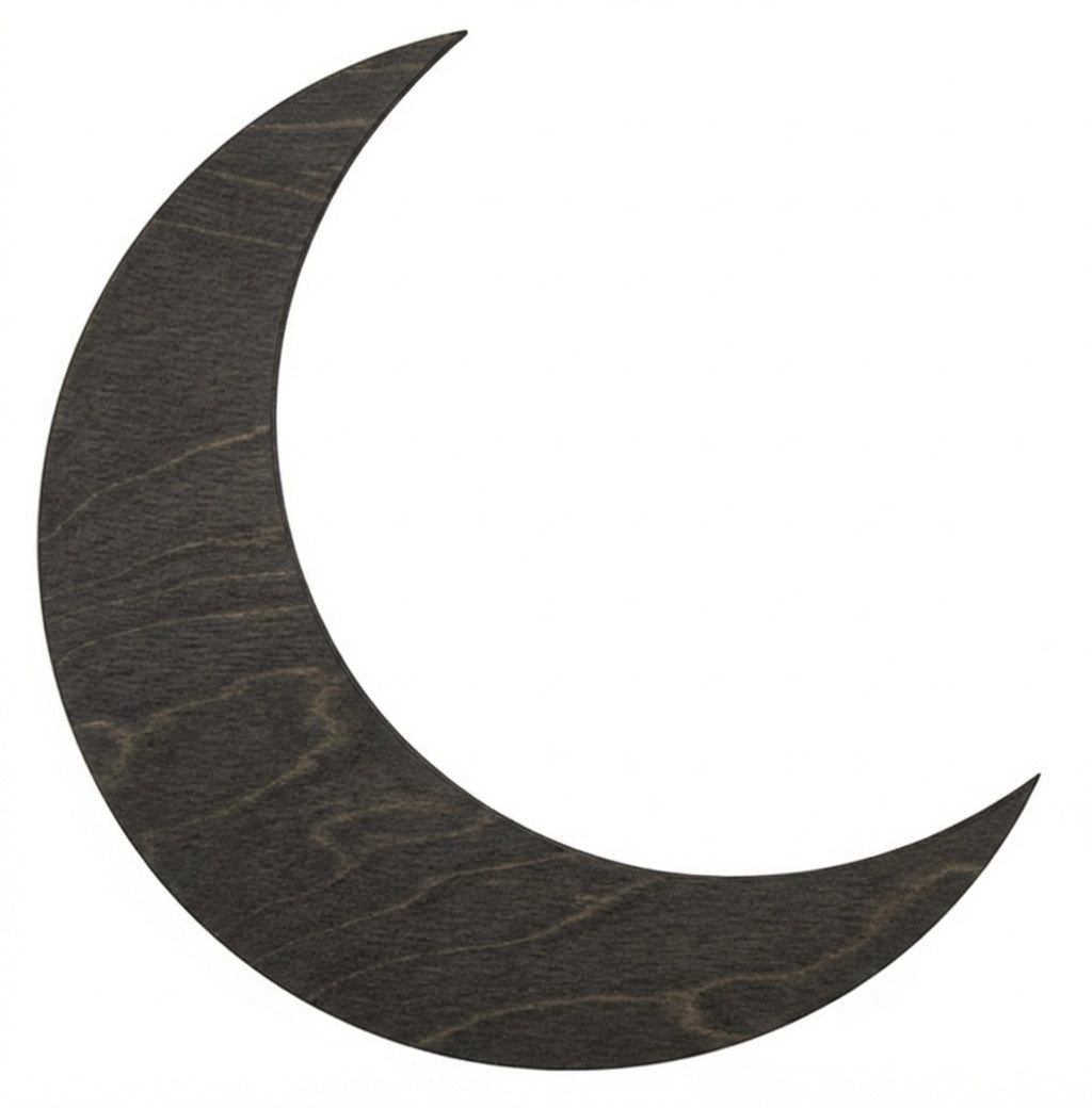 Crescent Moon Wood Wall Art Carved Wood Wall Art Panel - Freeform (Charcoal)