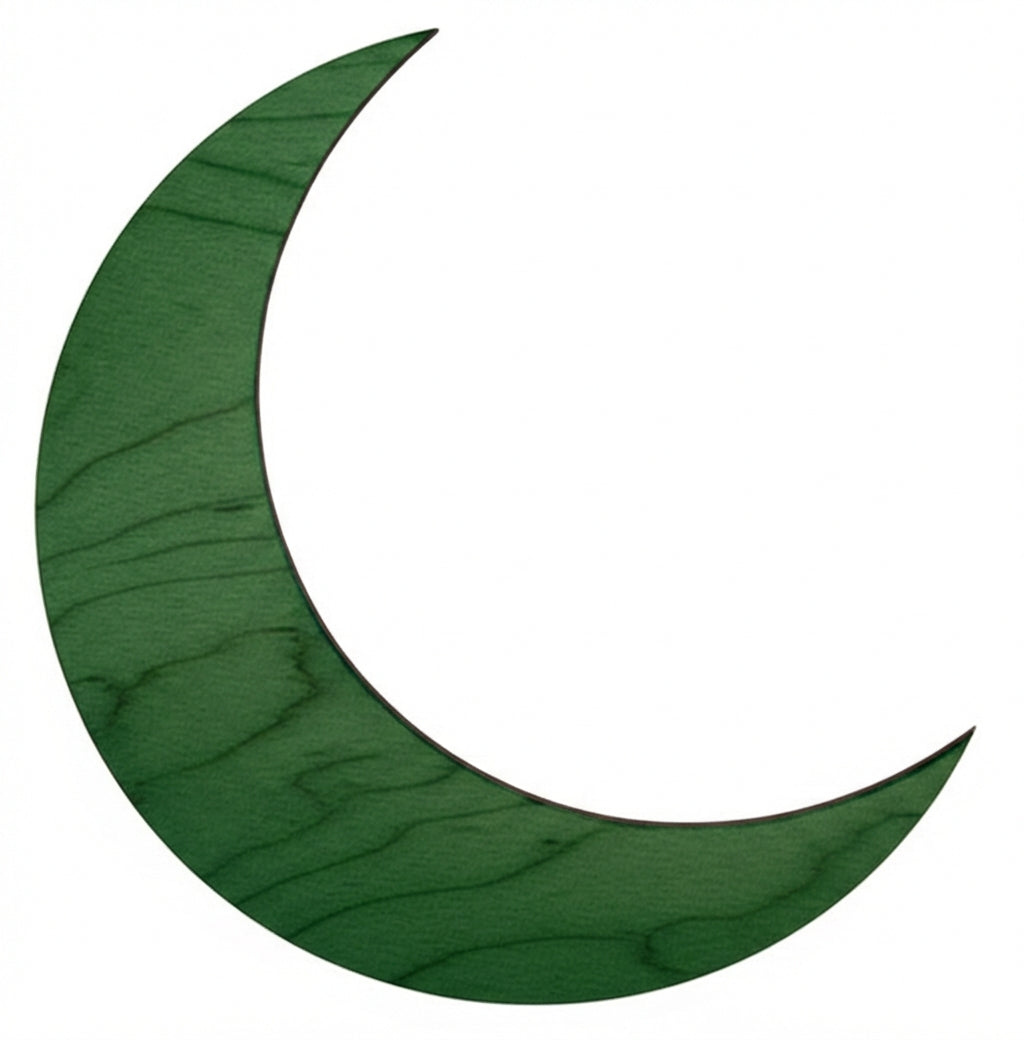Crescent Moon Wood Wall Art Carved Wood Wall Art Panel - Freeform (Fern)