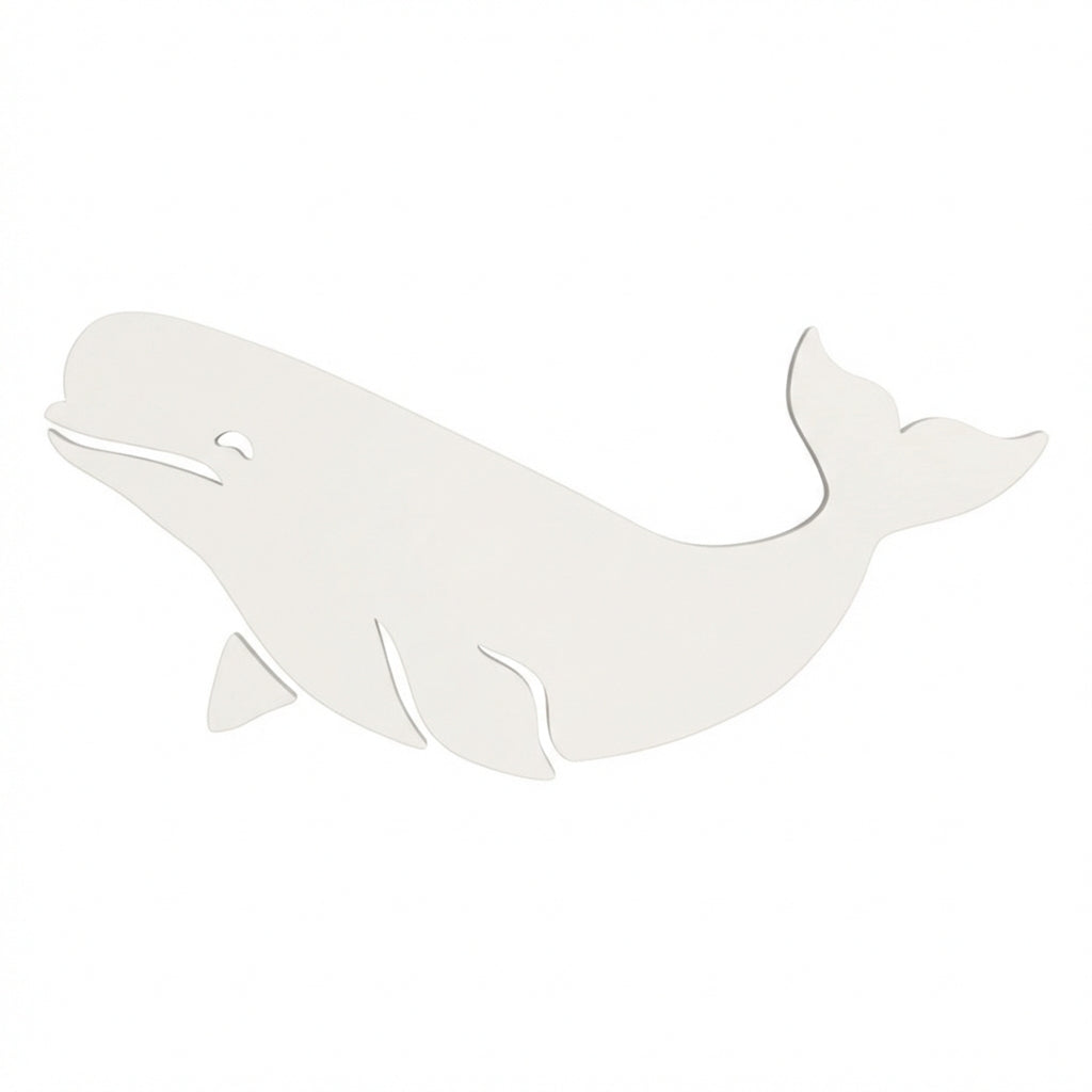 Beluga Whale Wood Wall Art Carved Wood Wall Art Panel - Freeform (Cotton White)