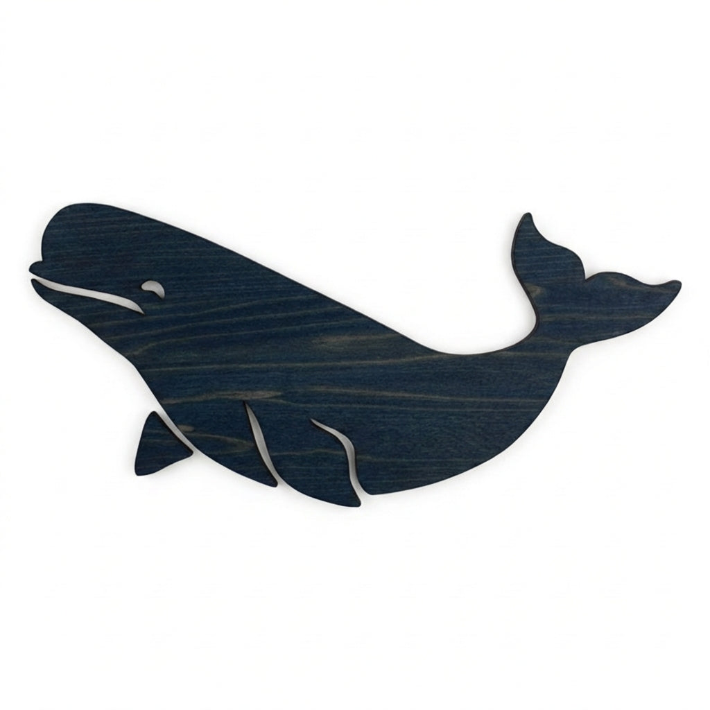 Beluga Whale Wood Wall Art Carved Wood Wall Art Panel - Freeform (Midnight Sky)