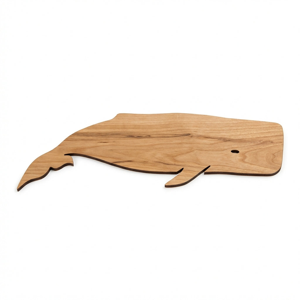 Sperm Whale Wood Wall Art Carved Wood Wall Art Panel - Freeform (Natural)