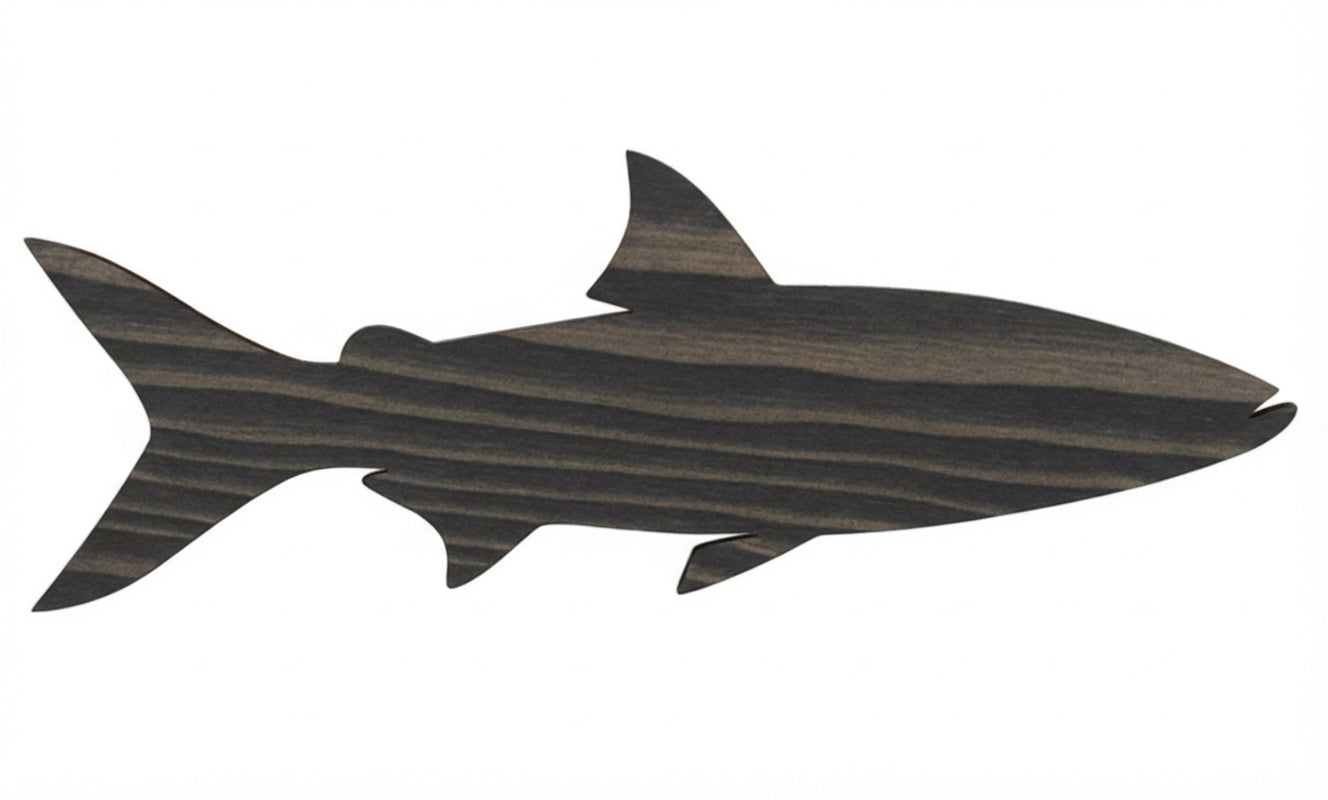 Bonefish Wood Wall Art Carved Wood Wall Art Panel - Freeform (Charcoal)