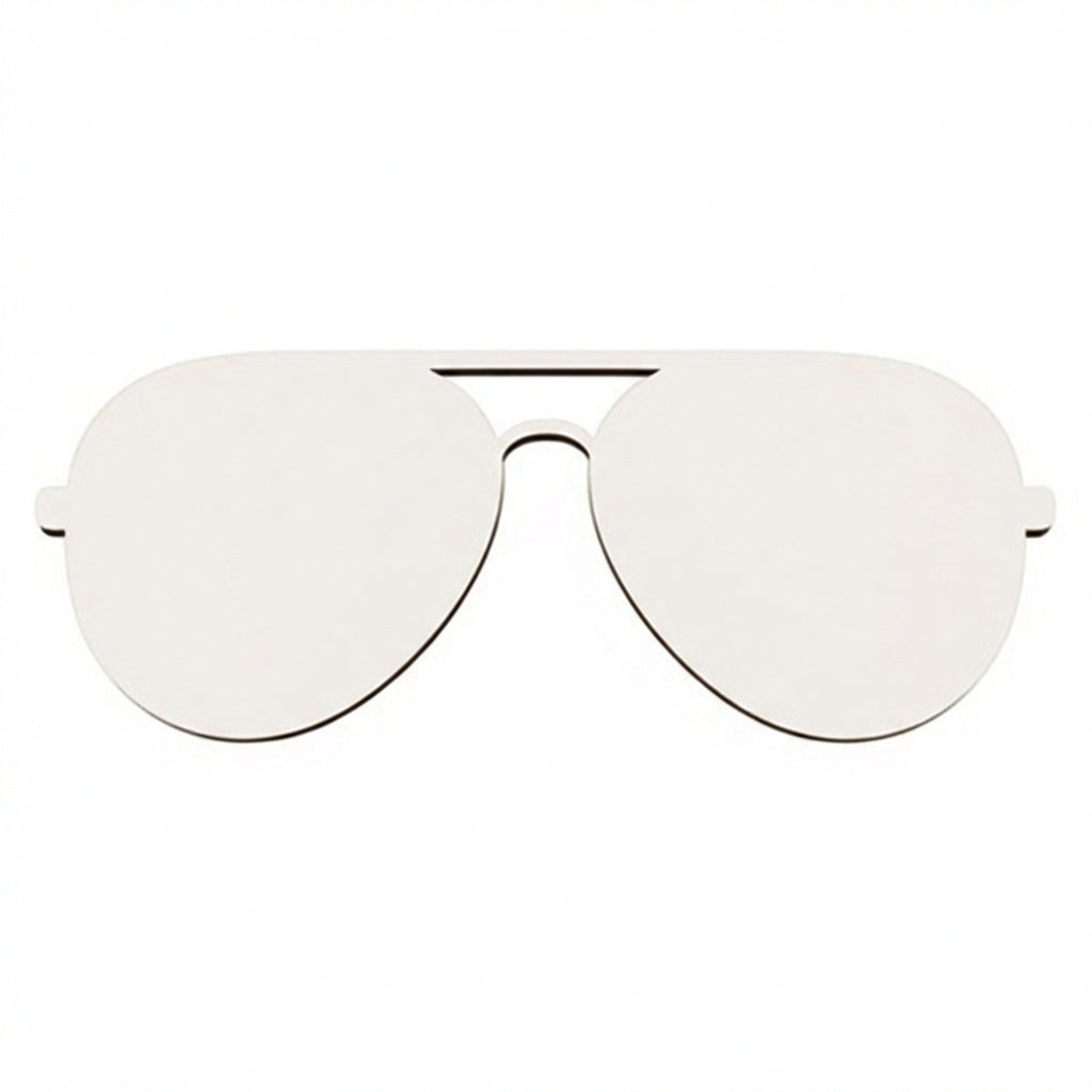 Aviator Sunglasses Wood Wall Art Carved Wood Wall Art Panel - Freeform (Cotton White)
