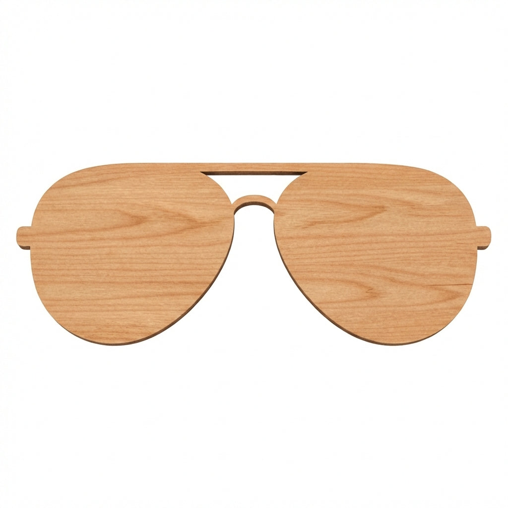 Aviator Sunglasses Wood Wall Art Carved Wood Wall Art Panel - Freeform (Natural)