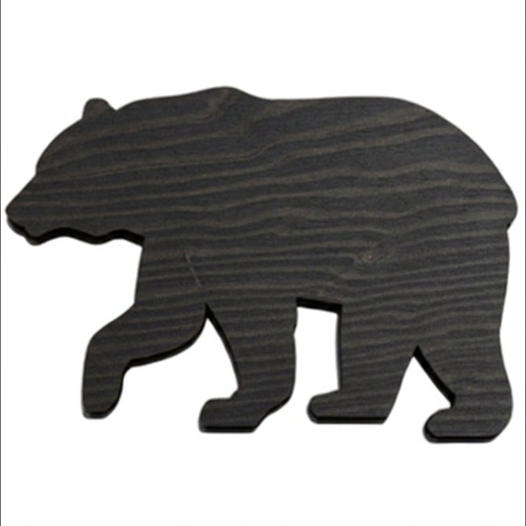 Bear Wood Wall Art Carved Wood Wall Art Panel - Freeform (Charcoal)