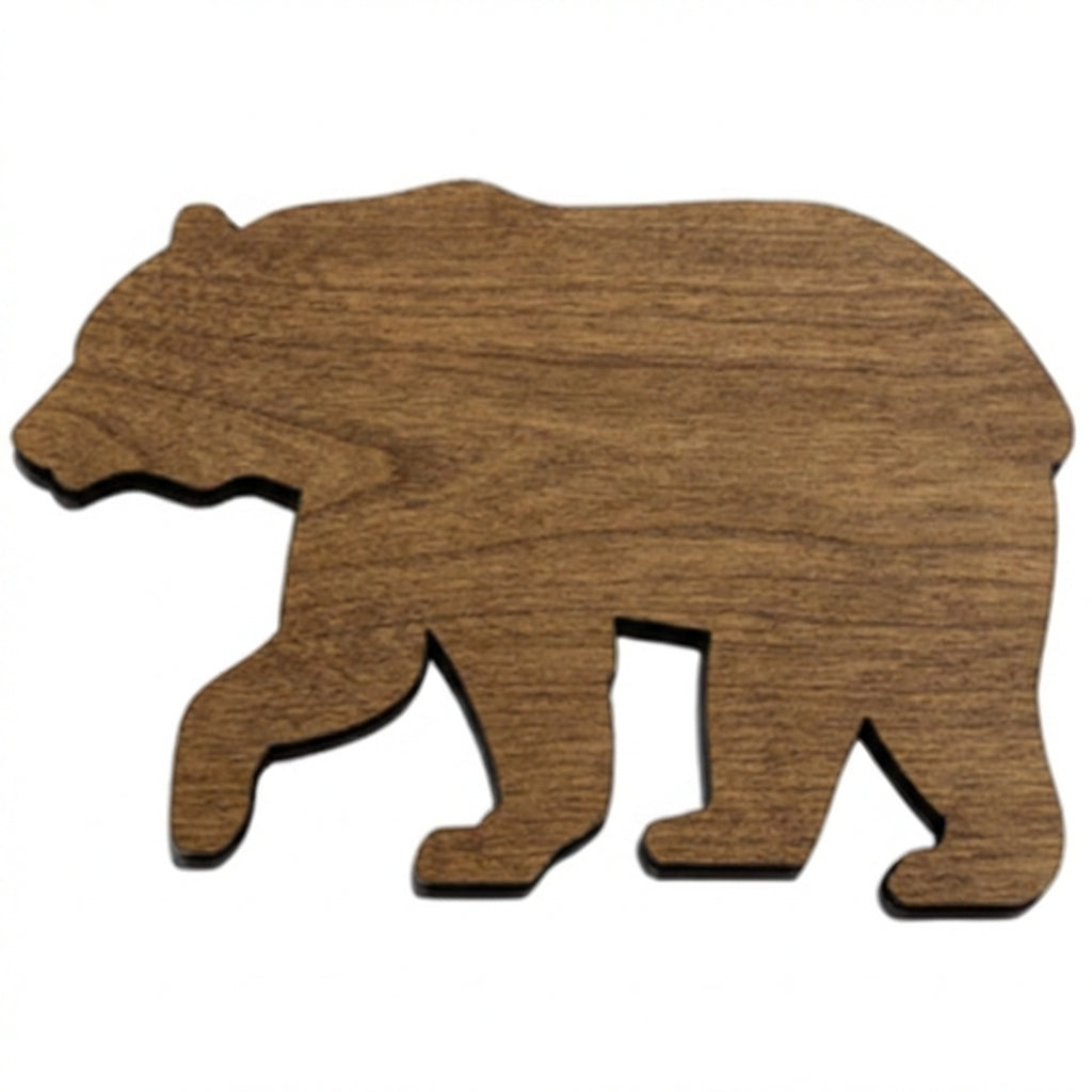 Bear Wood Wall Art Carved Wood Wall Art Panel - Freeform (Fern)
