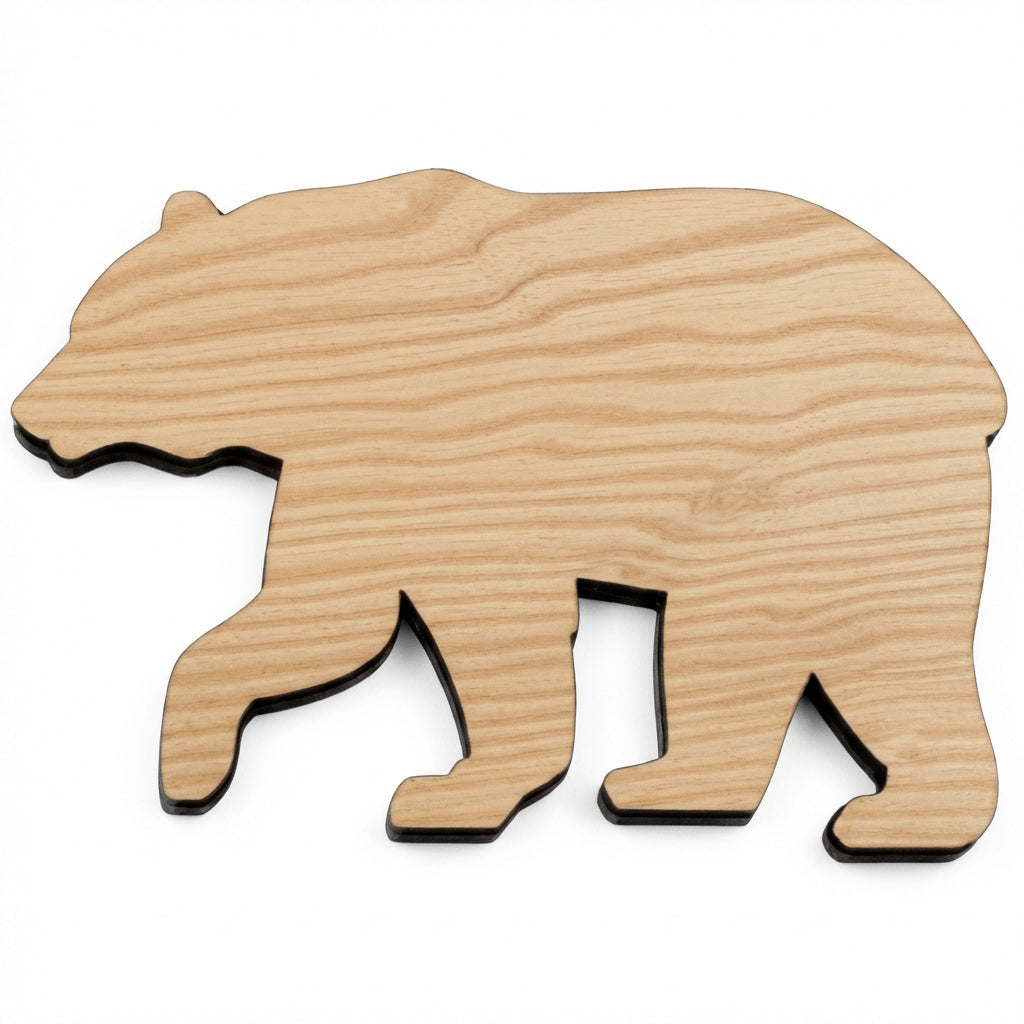 Bear Wood Wall Art Carved Wood Wall Art Panel - Freeform (Natural)