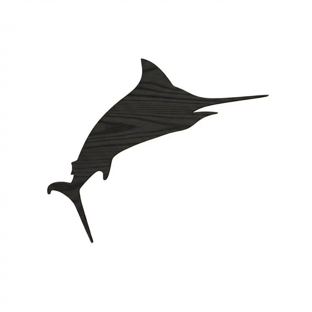 Marlin Wood Wall Art Carved Wood Wall Art Panel - Freeform (Charcoal)